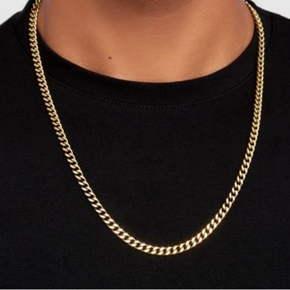 Gold Cuban Link Curb Chain Necklace - Picture 3 of 6